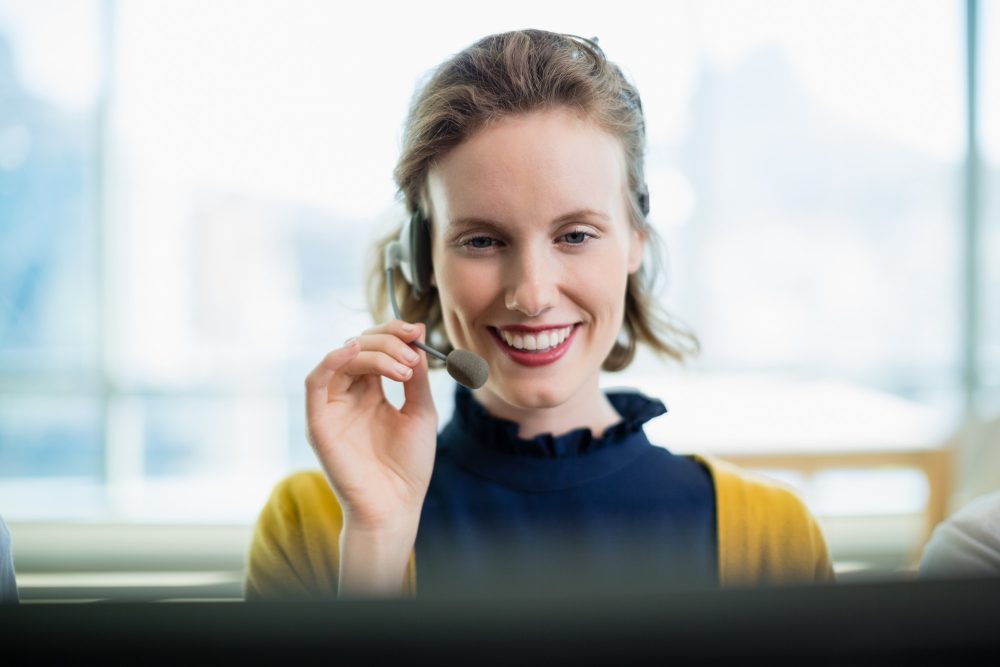 Customer service executive working in call center