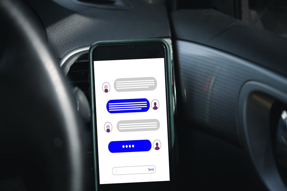 smartphone in car chatbot with artificial intelligence technology virtual